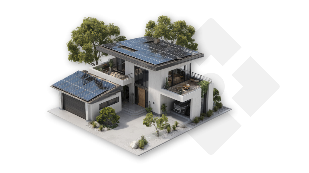 Maison équipée de panneaux solaires sans batteries